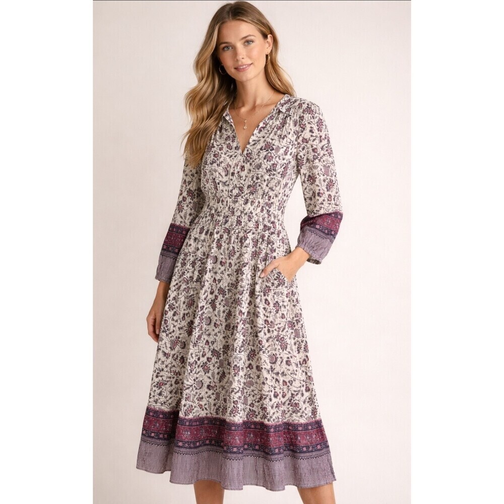 Ulla Johnson Mona Floral-Print Cotton-Viscose Midi Dress NWT Size 2 $550